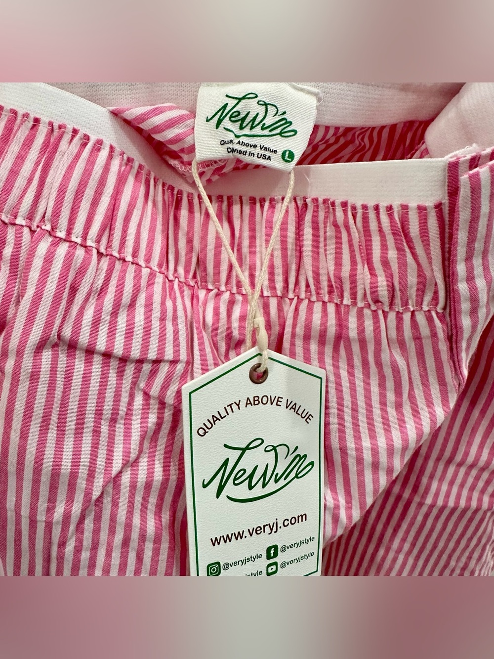 NWT Very J Newin Pink Striped Boxer Shorts Size L - Picture 4 of 4